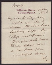SIR THOMAS WATSON - AUTOGRAPH LETTER SIGNED 10/24/1866 picture