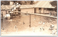 Vintage RPPC Cove Oregon Swimming Pool Swimmers Divers Swings Mineral Water picture