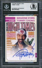 Tommy Chong SIGNED High Times Magazine Custom Card Auto Beckett BAS w/ Smoke picture