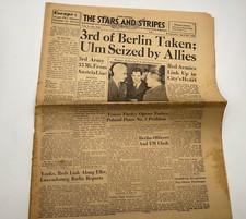 Original Vintage April 25 1945 Stars And Stripes Newspaper 3rd Of Berlin Taken picture