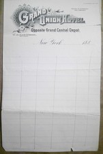 1880s  Grand Union Hotel, New York City Note paper. Military text on verso picture