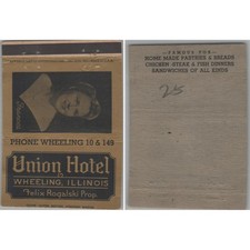 Union Hotel Wheeling IL Matchbook Cover picture