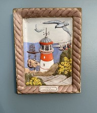 Vintage 1974 Gare Inc Ceramic Lighthouse Wall Plaque Safe Anchorage Nautical 3D picture