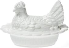 Chicken Hen on Nest Covered Dish - Milk Glass - Mosser USA picture