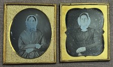 Pair of Early Daguerreotypes of Women with Bonnets Both Have Original Seals picture