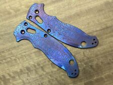 Flamed REPTILIAN engraved Titanium scales for Spyderco MANIX 2 picture