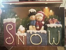 Vintage Festive 4-Piece 'SNOW' Christmas Ceramic Decor Collectible - Excellent picture