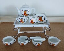Miniature Tea Set Bear Encircled By Heart Tea Pot Cream And Sugar 3 Plates 4... picture