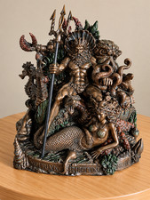 Neptune Roman God of the Sea Poseidon Trident Mermaid Mythology Statue picture