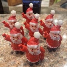 Vintage 1960s Hard Plastic Santa Claus light covers  4 1/4