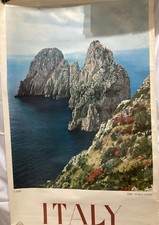 Original 1960 ENIT Italy Capri Faraglioni Vintage Italian Travel Poster 24x38 picture