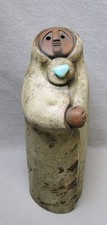 Vintage Lisa LaMonthe 1998 Pueblo Blanket People Pottery Sculpture Signed, As Is picture