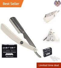 High-Quality Parker SRW Straight Edge Barber Razor for Men - 100 Blades Included picture