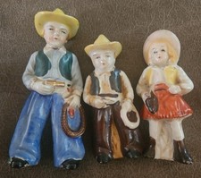 VTG Cowboy Cowgirl Occupied Japan Figurines W/Mark 4.5” & One 5.5
