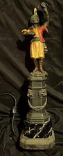 Vintage Bronze or Brass Blackamoor Man Figural Art Statue Table Statue Base picture