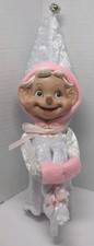 VTG LG HTF RARE White & Pink KNEE HUGGER ELF Pixie FIGURE PLUSH 12