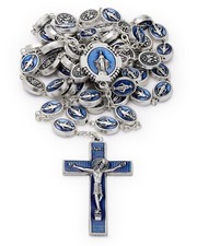 Miraculous Virgin Blue Rosary Beads Catholic Prayer Necklace Vatican from Italy picture