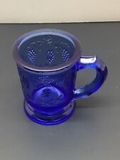 RARE Cobalt Blue Childs glass play mug w/ grapes design 1880’s? EUC picture