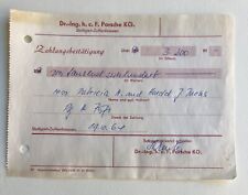 Vintage PORSCHE Receipt Of Purchase Dr.-Ing. Stuttgart 1964 Germany picture