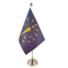 USA Indiana State Flag Desk Table Flag 4x6 on Stand Base Office Decor picture