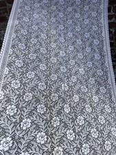 Antique Arts & Crafts c1930s White Cotton Scottish lace panel  34”/64” Marked picture