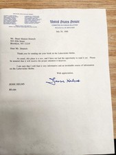 1995 Jesse Helms Signed Letter Senate Foreign Relations Chair Chabad Lubavitch picture