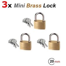 3Pc Small Metal Padlock 20mm Mini Brass Lock Keyed Luggage Jewelry Box W 2 Keys picture