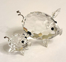 Swarovski Crystal Pigs Wire Tails Figurine SET Medium & Mini Retired Og Boxes picture