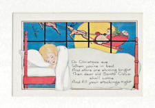 1900s Children Sleeping ~SANTA at Window ~Antique Postcard ~SWEET IMAGE picture