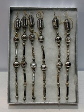 6 Vtg Czech Mercury Glass Bead Icicle Ornaments 6