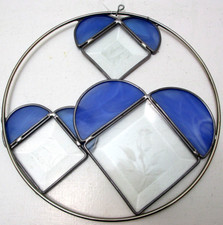 Beautiful Hand Crafted Stained Leaded Glass Sun Catcher 3 Hearts 8 1/4
