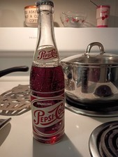 Vintage 1954 Sparkling Pepsi Cola Bottle- 12 Oz. Red/White ACL New York, N.Y. picture