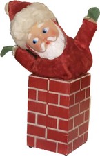 Vintage Christmas Knickerbocker 1950’s Rubber Face Santa In A Chimney Music Box picture