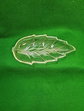 Hazel Atlas Clear Lead Crystal Gold Trimmed Candy Trinket Dish picture