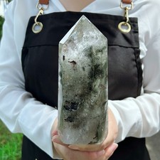 2.1LB Natural Ghost Phantom Quartz Obelisk Crystal Wand Point Healing C3004 picture