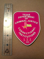 Texas Dept of Criminal Justice Pink PVC Patch w/hook & loop picture
