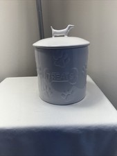 Dachshund Treat Jar, White Ceramic Dog Canister Treat Container with Lid, NEW picture
