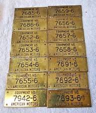Lot of 10 VTG AMC American Motors Brass Equipment ID Tag Plate 1960's 7XXX-6 picture