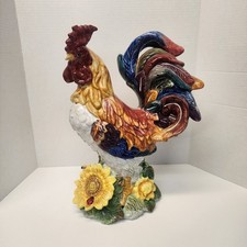 French Country Style Ceramic Rooster Figure 15.5” Tall Large Excellent Condition picture