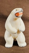 Polar Bear Inuit Hand Carved Walrus Sculpture Vtg Eskimo Native Folk Art picture