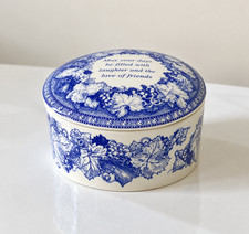 Vintage Spode Mementos Blue White Porcelain Trinket Box England 4