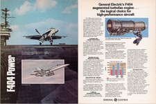 General Electric F404 Turbofan Engine F/A-18 Vintage 1980s 2pg Magazine Ad Print picture