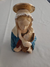 VTG MCM HF Co Japan Hand Painted Madonna Mother Mary Figurine CHILD RARE PLANTER picture