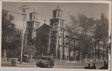 Holy Ghost Catholic Cathedral Mombasa Kenya Truck Rickshaw RPPC 1946 Postcard picture