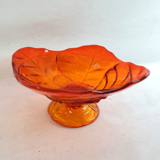 Viking Amberina Orange Glass Pedestal Bowl 8