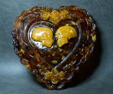 Wall Art Heart Skull Figurine - Baltic Amber - Wholesale picture