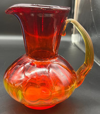 MCM Amberina Handblown Glass with Amberina Handle Pitcher 6 1/2
