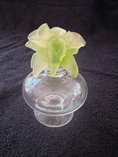 Daum France Pate de Verre Orchid Crystal Perfume Bottle Yellow Green 5.5