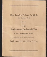 School for Girls New London N.H. Orchestral Club Program Oct. 13, 1929 Original picture