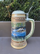 Vintage Ducks Unlimited Beer Stein First Edition 1987 w Lid Hunting Wood picture